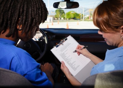 student gets driver's education lesson