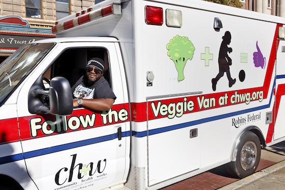 Archie Walker drives the Veggie Van in Macon. It makes fresh produce available customers who can't buy such items in their neighborhoods. Photo courtesy of Community Health Works
