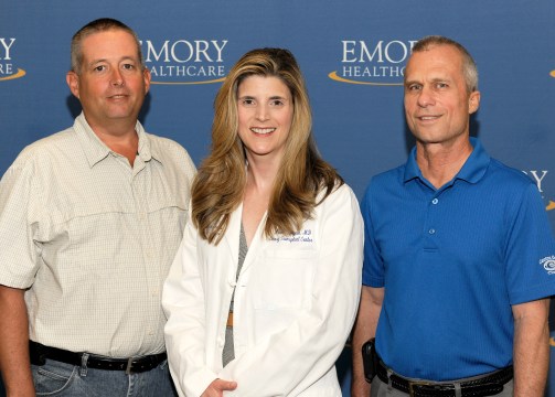 Troy Milford (left), Dr. Nicole Turgeon and Robert Poole. Photo courtesy of Jack Kearse, Emory Health Sciences 