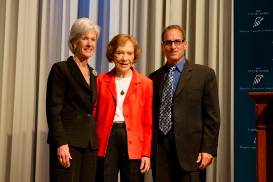 Kathleen Sebelius, Rosalynn Carter and David Wellstone, son of the late Sen. Paul Wellstone, at the Carter Center. Photo Credit: The Carter Center/D. Hakes