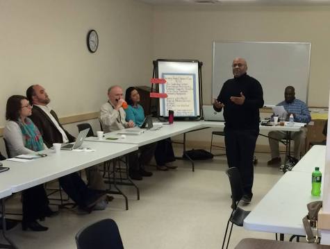 Tony Sanchez addresses a group in Athens planning a symposium on recovery from substance abuse.