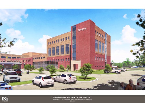 A rendering of Piedmont Fayette Hospital's expansion