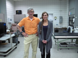 Kevin McCully and Hannah Bossie in the Exercise Muscle Physiology Laboratory.