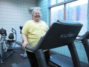 Rosemary Wood in a wellness class for individuals with disabilities.