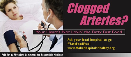 Billboard against fast food at hospitals