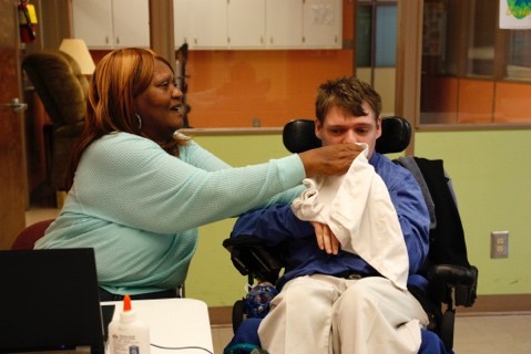 Dorothy Jenkins of Easter Seals Southern Georgia with a client.