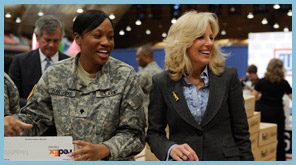 Jill Biden with a servicewoman.