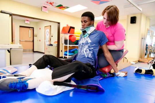 Joe Bailey Jr., a Clemson student, sustained a spinal cord injury in a diving accident this year. He underwent rehabilitation at Shepherd Center in Atlanta. Photo by Gary Meek, Courtesy of Shepherd Center 
