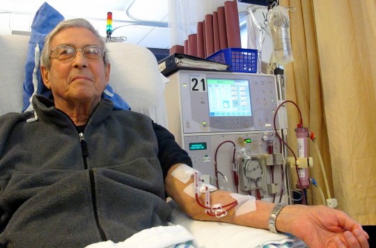 A patient receiving dialysis.