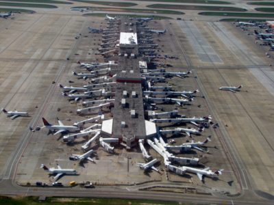 Planes parked at Atlanta airport.